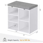 Meuble à chaussures avec coussin amovible - Organiseur de rangement à 3 niveaux avec étagères réglables