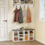 Meuble à chaussures avec coussin amovible - Organiseur de rangement à 3 niveaux avec étagères réglables