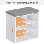 Meuble à chaussures avec coussin amovible - Organiseur de rangement à 3 niveaux avec étagères réglables
