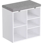 Meuble à chaussures avec coussin amovible - Organiseur de rangement à 3 niveaux avec étagères réglables