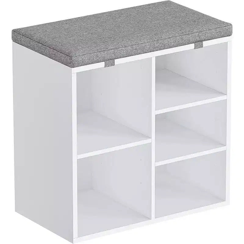 Meuble à chaussures avec coussin amovible - Organiseur de rangement à 3 niveaux avec étagères réglables