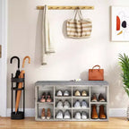 Meuble à chaussures avec coussin amovible - Organiseur de rangement à 3 niveaux avec étagères réglables