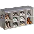 Meuble à chaussures avec coussin amovible - Organiseur de rangement à 3 niveaux avec étagères réglables
