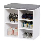 Meuble à chaussures avec coussin amovible - Organiseur de rangement à 3 niveaux avec étagères réglables