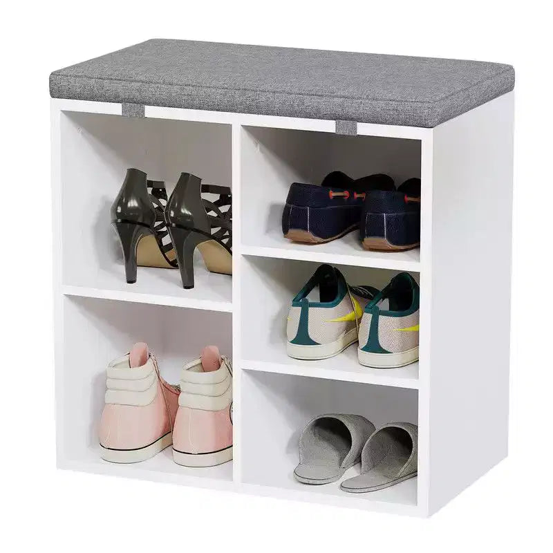 Meuble à chaussures avec coussin amovible - Organiseur de rangement à 3 niveaux avec étagères réglables