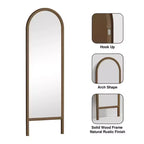 Miroir pleine longueur MAYEERTY en bois massif en forme d'arche noire 64x21x1 pouces sans support