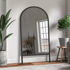 Miroir pleine longueur MAYEERTY en bois massif en forme d'arche noire 64x21x1 pouces sans support