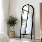 Miroir pleine longueur MAYEERTY en bois massif en forme d'arche noire 64x21x1 pouces sans support