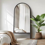 Miroir pleine longueur MAYEERTY en bois massif en forme d'arche noire 64x21x1 pouces sans support