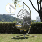 Heynemo Chaise suspendue en forme d'œuf pour l'extérieur avec support, fauteuil hamac d'intérieur, chaise suspendue en osier de style bohème pour terrasse avec support, capacité de 158 kg