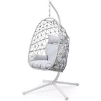Heynemo Chaise suspendue en forme d'œuf pour l'extérieur avec support, fauteuil hamac d'intérieur, chaise suspendue en osier de style bohème pour terrasse avec support, capacité de 158 kg