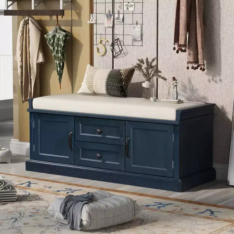 GDFStudio Banc à chaussures de rangement Frances avec tiroirs et armoires