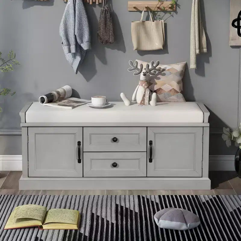 GDFStudio Banc à chaussures de rangement Frances avec tiroirs et armoires