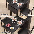 Ensemble table à manger et 2 chaises, table de cuisine hauteur comptoir avec étagères de rangement, ensemble table de bar avec 2 chaises rembourrées, ensemble table de salle à manger