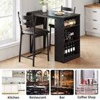 Ensemble table à manger et 2 chaises, table de cuisine hauteur comptoir avec étagères de rangement, ensemble table de bar avec 2 chaises rembourrées, ensemble table de salle à manger