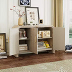 Buffet/Meuble de Rangement Bestier, Buffet Moderne Minimaliste Incurvé avec Poignées Dorées pour Salon et Salle à Manger