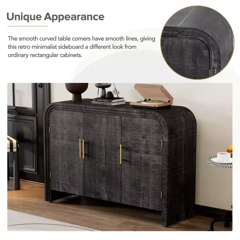 Buffet/Meuble de Rangement Bestier, Buffet Moderne Minimaliste Incurvé avec Poignées Dorées pour Salon et Salle à Manger