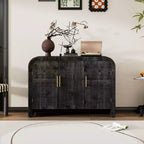 Bestier Buffet Sideboard Cabinet with Storage Modern Minimalist Curved Sideboard with Gold Handles for Living and Dining Room