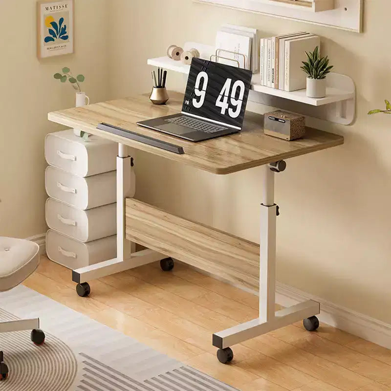 Bureau pliant réglable en hauteur avec roulettes verrouillables, table d'ordinateur mobile assis-debout pour bureau à domicile, poste de travail d'écriture peu encombrant pour petits espaces
