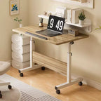 Bureau pliant réglable en hauteur avec roulettes verrouillables, table d'ordinateur mobile assis-debout pour bureau à domicile, poste de travail d'écriture peu encombrant pour petits espaces