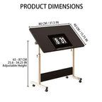 Bureau pliant réglable en hauteur avec roulettes verrouillables, table d'ordinateur mobile assis-debout pour bureau à domicile, poste de travail d'écriture peu encombrant pour petits espaces