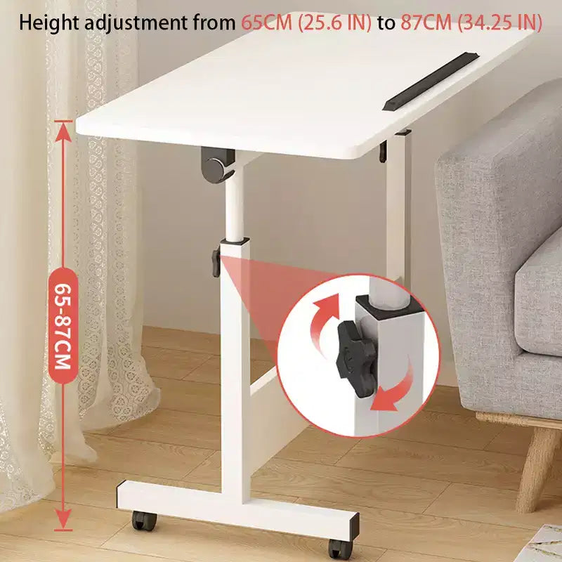 Bureau pliant réglable en hauteur avec roulettes verrouillables, table d'ordinateur mobile assis-debout pour bureau à domicile, poste de travail d'écriture peu encombrant pour petits espaces