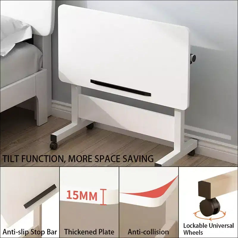 Bureau pliant réglable en hauteur avec roulettes verrouillables, table d'ordinateur mobile assis-debout pour bureau à domicile, poste de travail d'écriture peu encombrant pour petits espaces