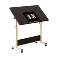 Adjustable Height Folding Desk with Lockable Wheels,Mobile Sit-Stand Computer Table for Home Office Space-Saving Writing Workstation for Small Spaces