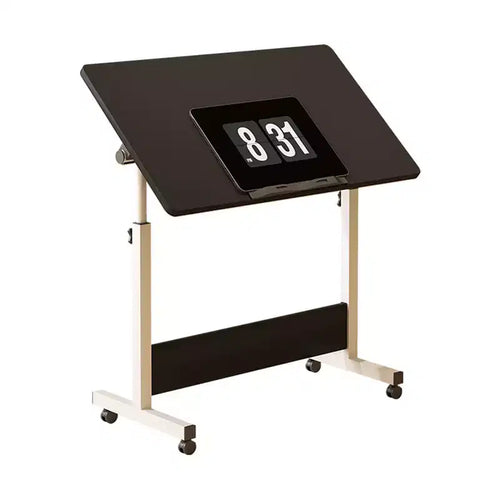 Adjustable Height Folding Desk with Lockable Wheels,Mobile Sit-Stand Computer Table for Home Office Space-Saving Writing Workstation for Small Spaces