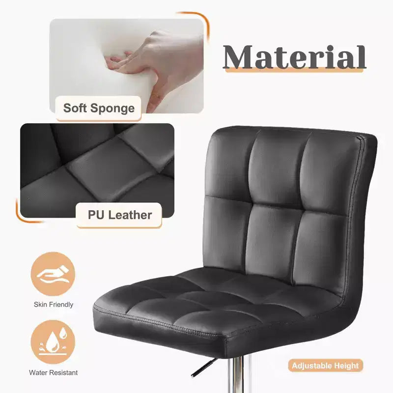 Okak Lot de 2 tabourets de bar rembourrés pivotants réglables en hauteur avec repose-pieds, chaises de comptoir sans accoudoirs en similicuir pour salles à manger
