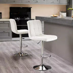 Okak Lot de 2 tabourets de bar rembourrés pivotants réglables en hauteur avec repose-pieds, chaises de comptoir sans accoudoirs en similicuir pour salles à manger