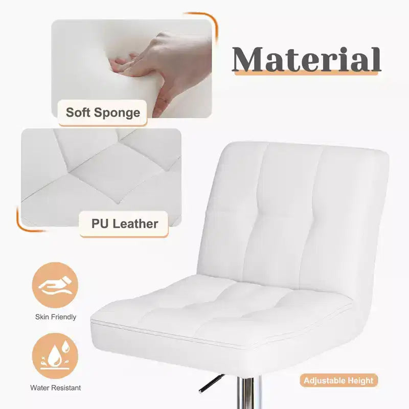 Okak Lot de 2 tabourets de bar rembourrés pivotants réglables en hauteur avec repose-pieds, chaises de comptoir sans accoudoirs en similicuir pour salles à manger