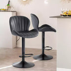 Okak Lot de 2 tabourets de bar rembourrés pivotants réglables en hauteur avec repose-pieds, chaises de comptoir sans accoudoirs en similicuir pour salles à manger