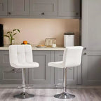 Okak Lot de 2 tabourets de bar rembourrés pivotants réglables en hauteur avec repose-pieds, chaises de comptoir sans accoudoirs en similicuir pour salles à manger