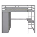 Lit mezzanine pleine grandeur avec armoire et bureau, cadre de lit mezzanine en bois avec étagères de rangement et tiroirs pour enfants, adolescents et adultes