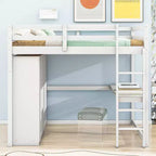 Lit mezzanine pleine grandeur avec armoire et bureau, cadre de lit mezzanine en bois avec étagères de rangement et tiroirs pour enfants, adolescents et adultes