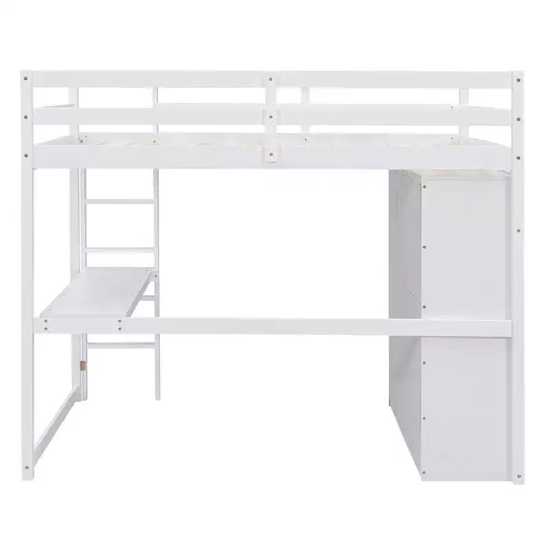 Lit mezzanine pleine grandeur avec armoire et bureau, cadre de lit mezzanine en bois avec étagères de rangement et tiroirs pour enfants, adolescents et adultes
