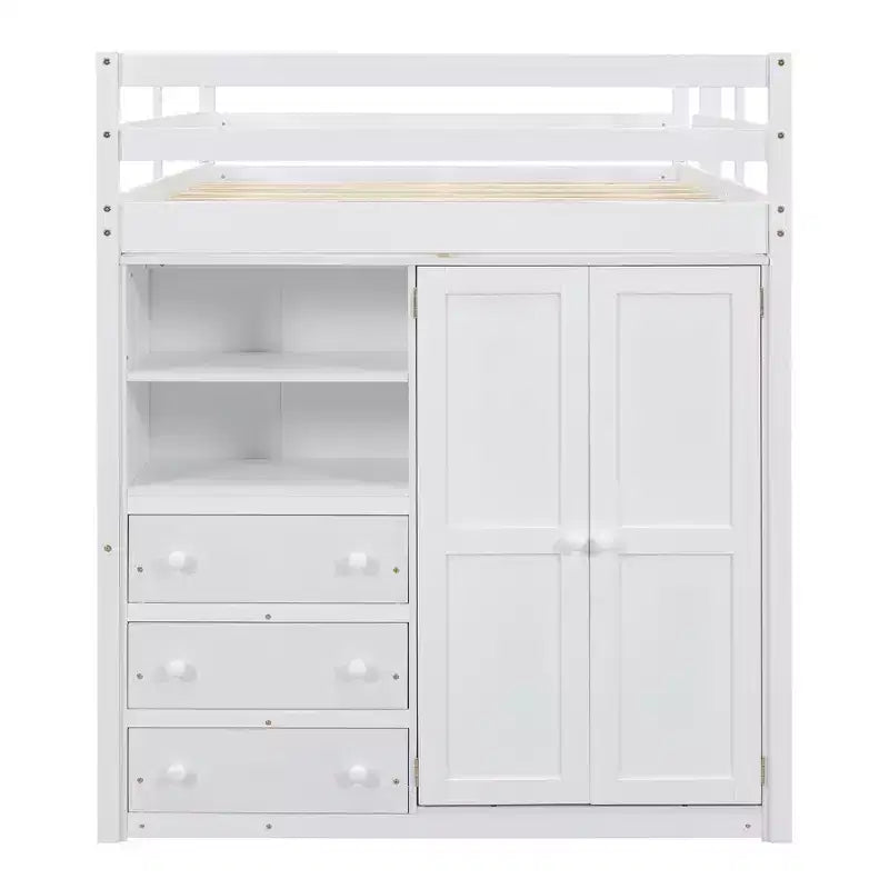 Lit mezzanine pleine grandeur avec armoire et bureau, cadre de lit mezzanine en bois avec étagères de rangement et tiroirs pour enfants, adolescents et adultes