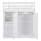 Lit mezzanine pleine grandeur avec armoire et bureau, cadre de lit mezzanine en bois avec étagères de rangement et tiroirs pour enfants, adolescents et adultes