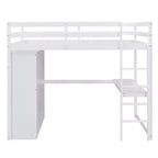 Lit mezzanine pleine grandeur avec armoire et bureau, cadre de lit mezzanine en bois avec étagères de rangement et tiroirs pour enfants, adolescents et adultes
