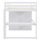 Lit mezzanine pleine grandeur avec armoire et bureau, cadre de lit mezzanine en bois avec étagères de rangement et tiroirs pour enfants, adolescents et adultes