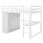 Lit mezzanine pleine grandeur avec armoire et bureau, cadre de lit mezzanine en bois avec étagères de rangement et tiroirs pour enfants, adolescents et adultes