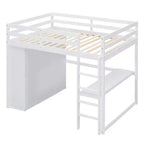 Lit mezzanine pleine grandeur avec armoire et bureau, cadre de lit mezzanine en bois avec étagères de rangement et tiroirs pour enfants, adolescents et adultes