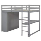 Lit mezzanine pleine grandeur avec armoire et bureau, cadre de lit mezzanine en bois avec étagères de rangement et tiroirs pour enfants, adolescents et adultes