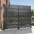Paravent d'extérieur double face MAYEERTY Star 01 noir en acier galvanisé, 72x47x16, 6 panneaux