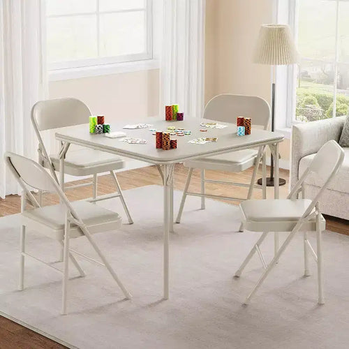 Acekool 33.6 Inch Folding Card Table with PU Soft Cushion, Portable Square Metal Table for Living Room, Office, Bedroom  Foldable & Compact Design