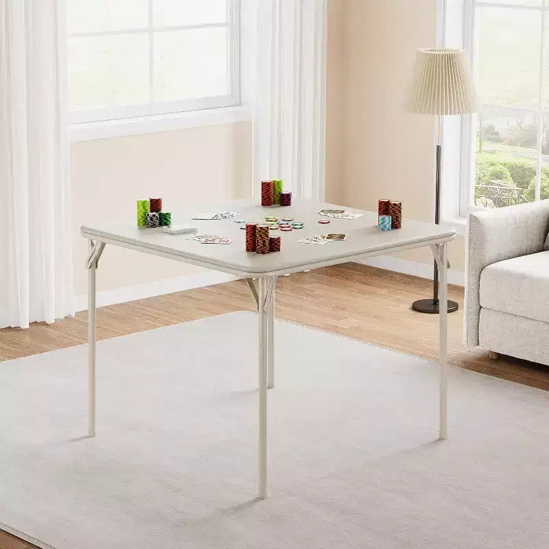 Table de cartes pliante Acekool 33,6 pouces avec coussin doux en PU, table métallique carrée portable pour salon, bureau, chambre à coucher - Design pliable et compact