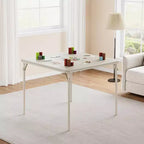 Table de cartes pliante Acekool 33,6 pouces avec coussin doux en PU, table métallique carrée portable pour salon, bureau, chambre à coucher - Design pliable et compact