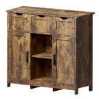 Okak Armoire de rangement polyvalente pour salle de bain, chambre et salon, meuble de rangement au sol avec 3 tiroirs, 2 compartiments et 3 portes, meuble d'appoint