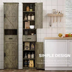 Meuble de Rangement Haut de Salle de Bain Okak, Armoire Autoportante de 69" avec Étagères Réglables, Portes et Dispositif Anti-Basculement pour Cuisine et Salon